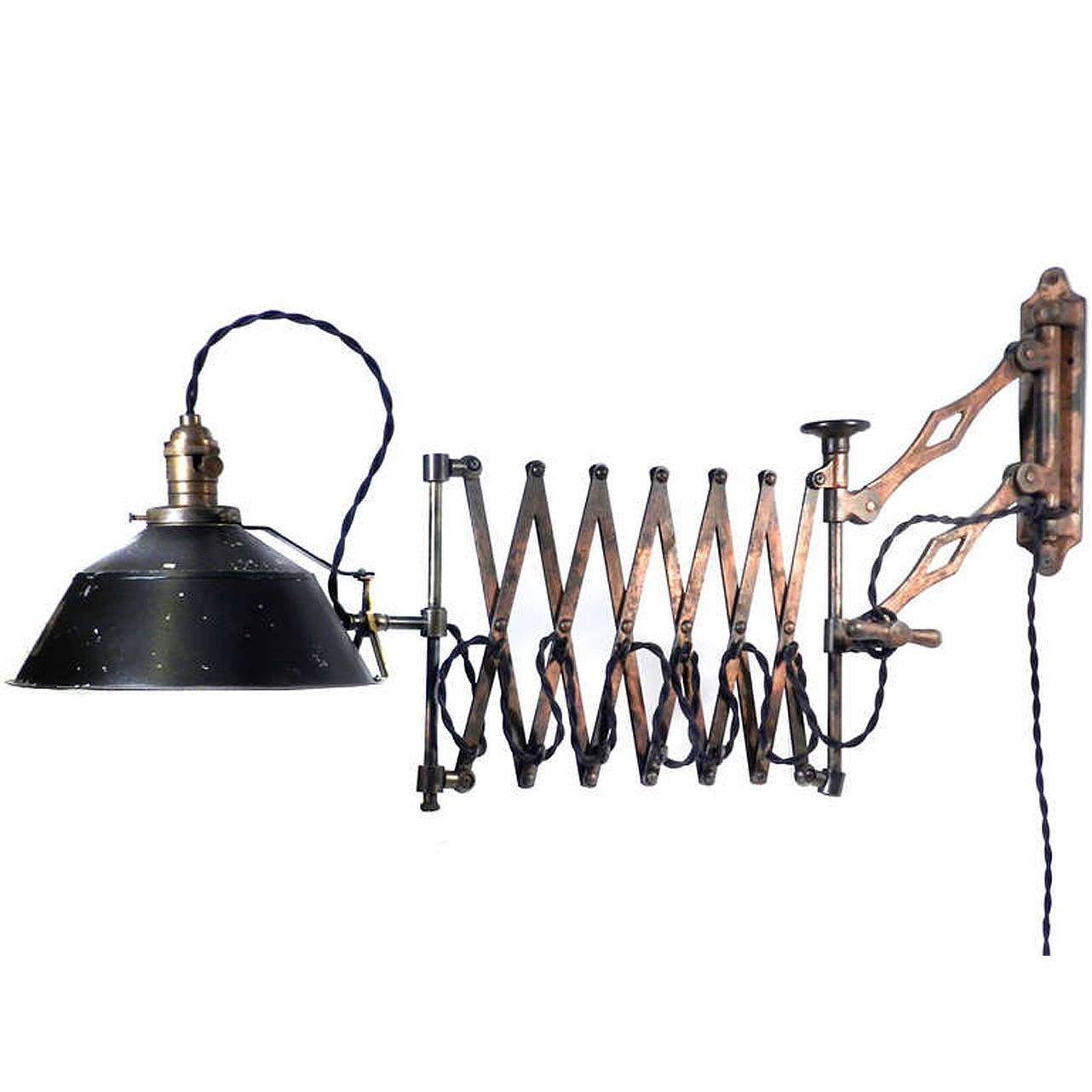 Hardy Scissor Lamp with Parallax Mirrored Shade at 1stdibs