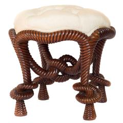 Tabouret de coiffeuse français de style Napoléon III à cordon tournant