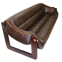 Rosewood and Leather "Sling" Sofa by Percival Lafer (Brazil)