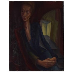 German Expressionist Style Portrait Painting, circa 1940