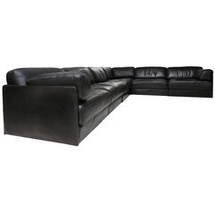De Sede Ds 76 Black Leather Sofa