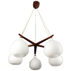  Luxus Chandelier by Uno & Osten Kristiansson Glass Globes Lamp Danish Modern