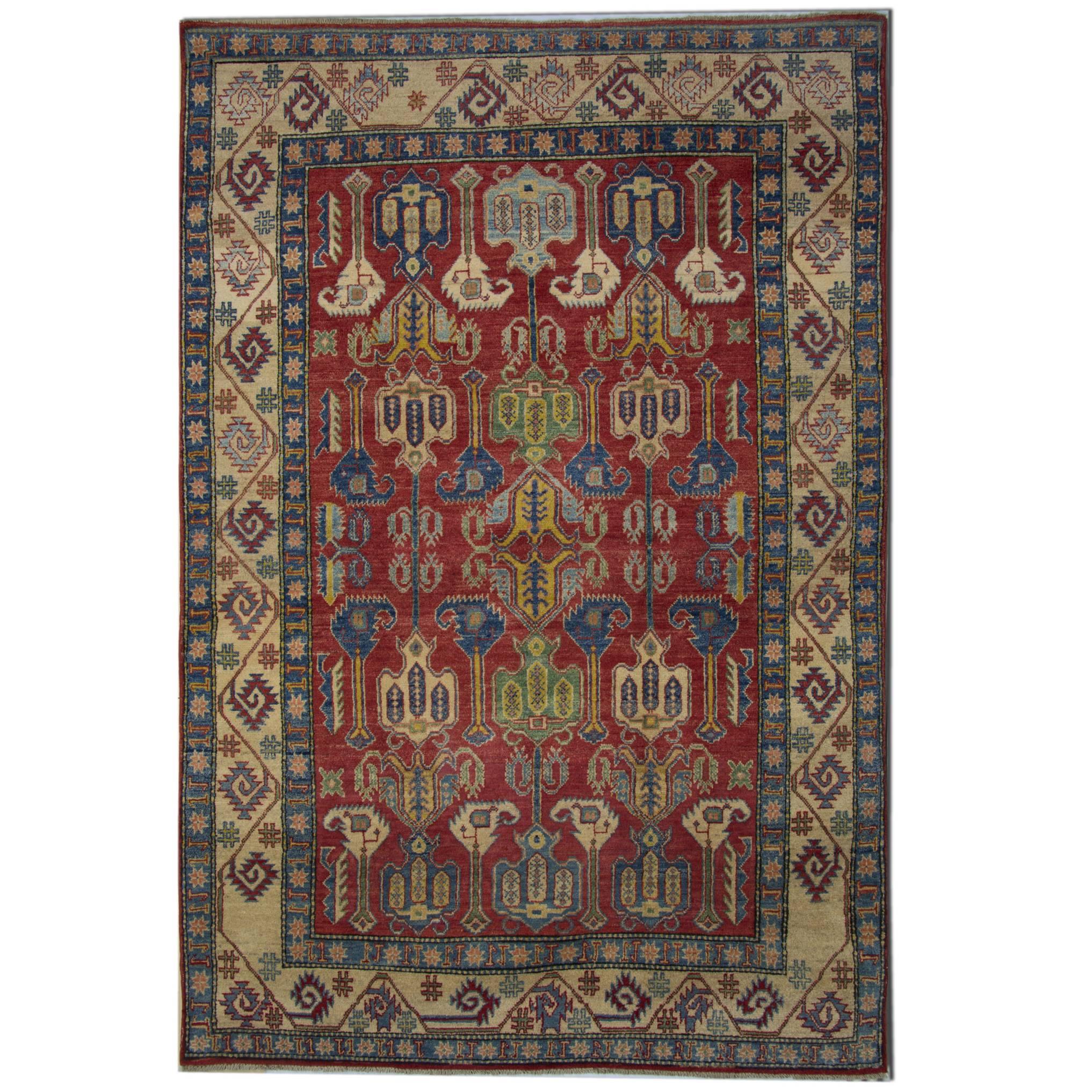 Handmade Carpet, Afghan Geometric Rugs, Kazak Livingroom Rugs 185x265cm  For Sale