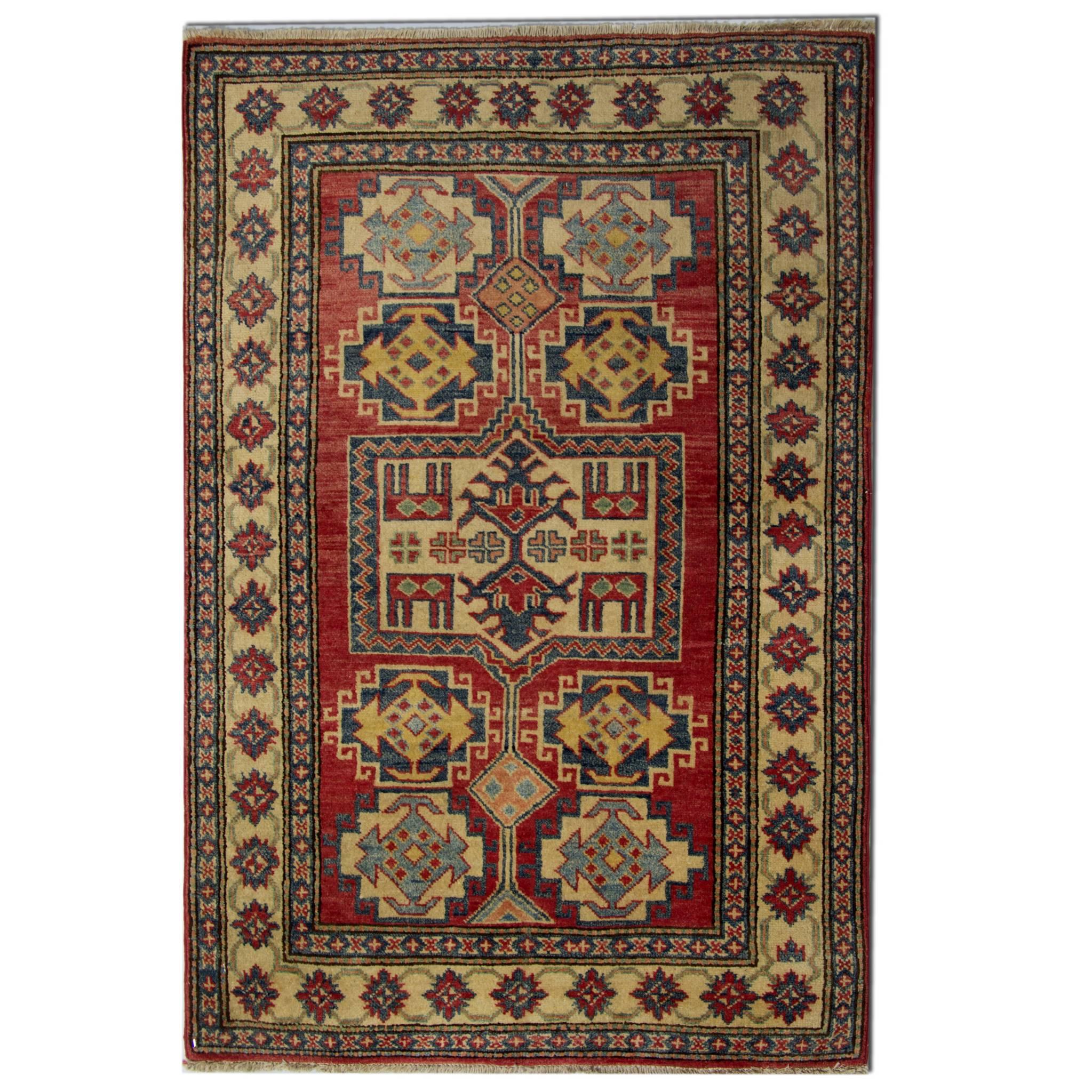 Pretty old Antique hand made afghan war rug size 182 cm x 130 cm