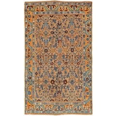 Early 20th Century Handmade Persian Kurd Throw Rug In Light Brown And Blue Green