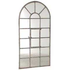 Antique 19th Century Cast Iron Window Frame as Mirror