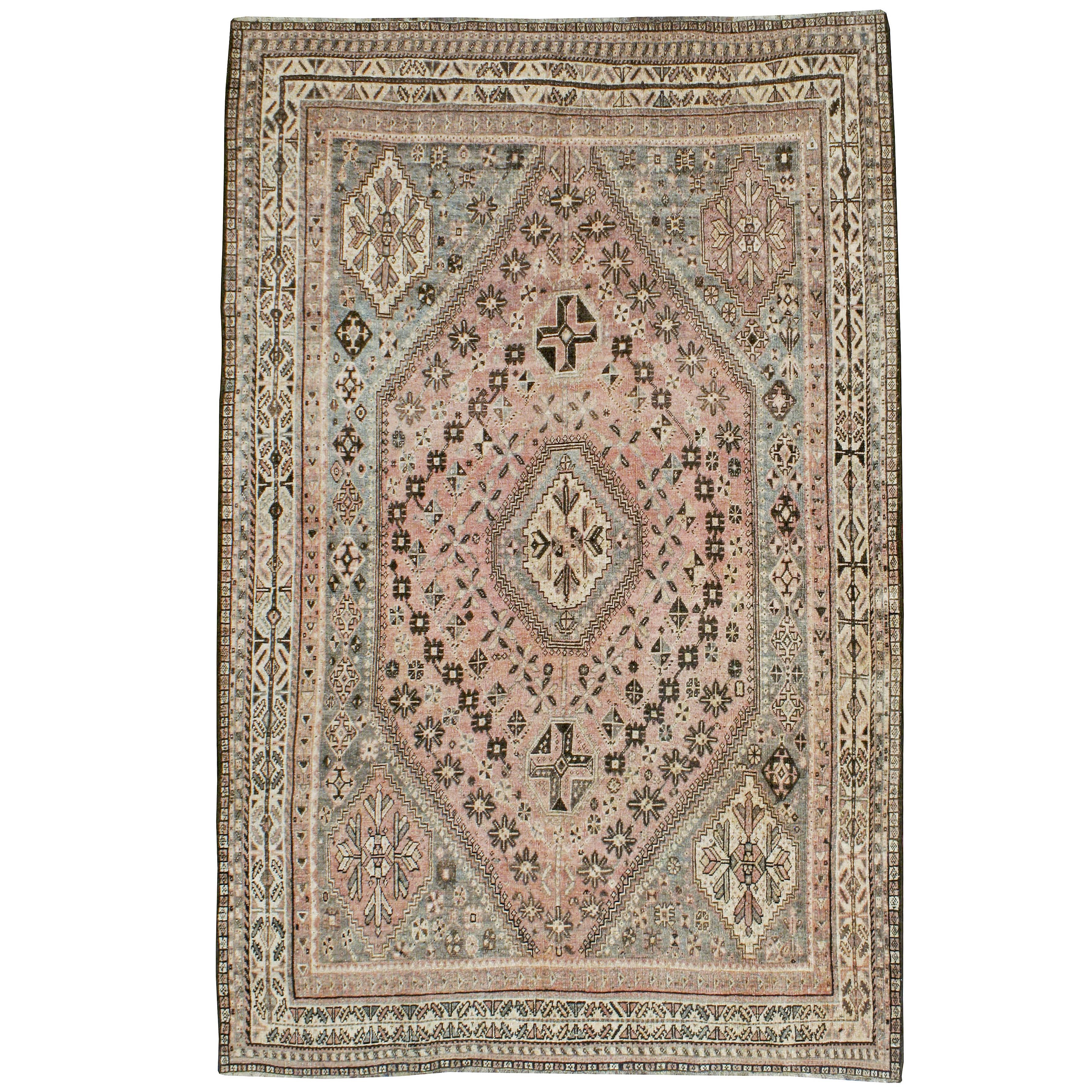 Contrasted Antique Persian Shiraz Rug at 1stDibs shiraz rugs