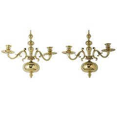 Pair of English Brass Two-Arm Sconces 19th Century Lighting
