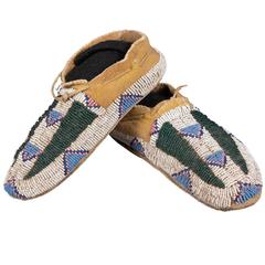 Antique Native American Beaded Child's Moccasins, Arapaho, 19th Century