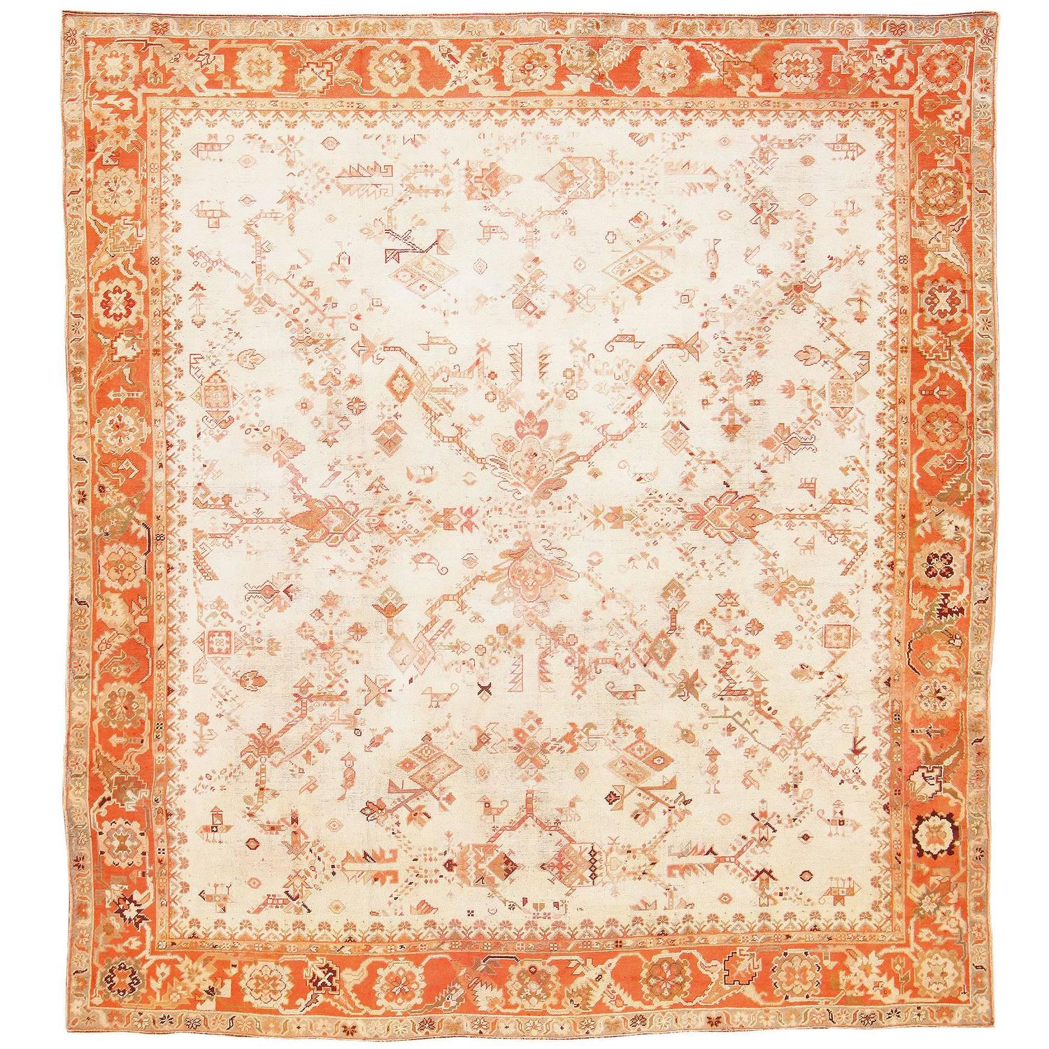 Large Ivory Background Antique Irish Donegal Rug For Sale at 1stdibs