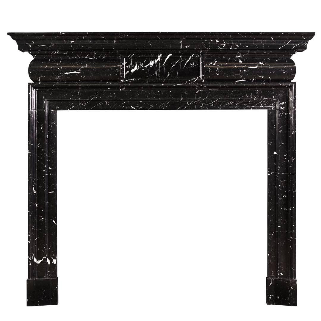 Georgian Style Marble Fireplace in Nero Marquina For Sale
