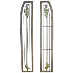 Pair of Leaded Glass Sidelights by George Maher