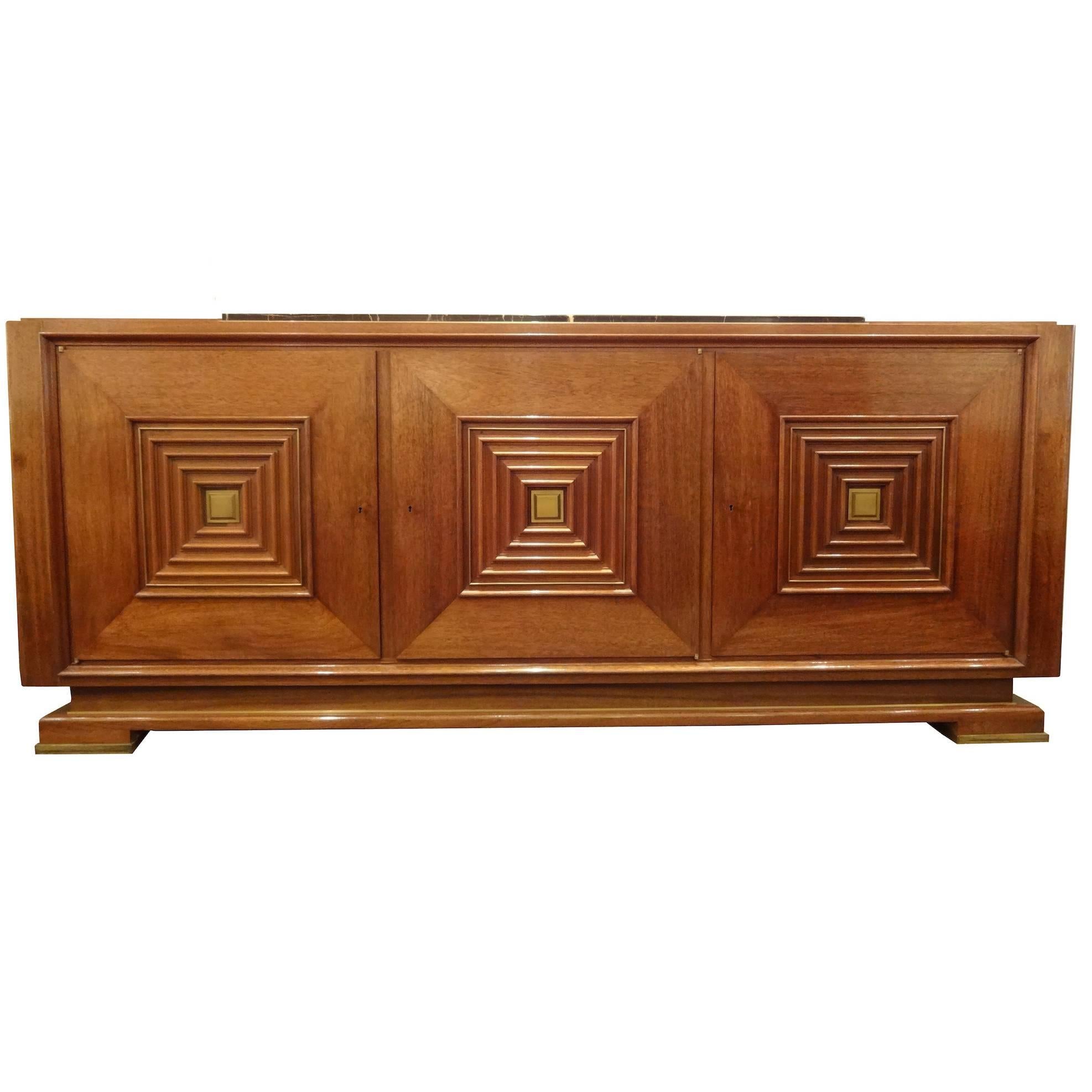 Mid-Century Sideboard in Hand Waxed Palisander and Bronze  For Sale