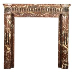 18th Century Antique Fireplace Mantel in Brown Belgian Marble 11
