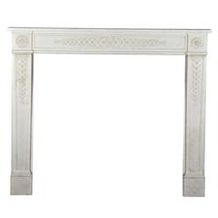 18th Century White Statuary Marble Antique Fireplace Mantel 4