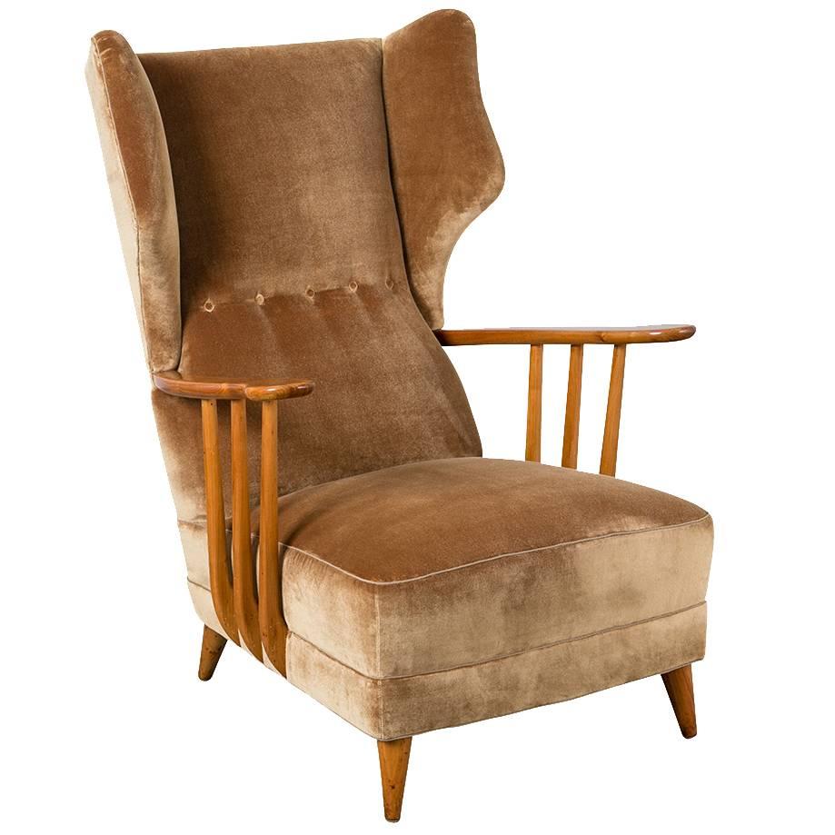 Open Arm Wingback Chair by Paolo Buffa