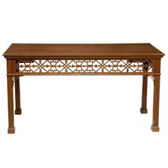 English Gothic Revival Console/Serving Table with Fretwork Frieze