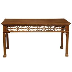 English Gothic Revival Console/Serving Table with Fretwork Frieze 2