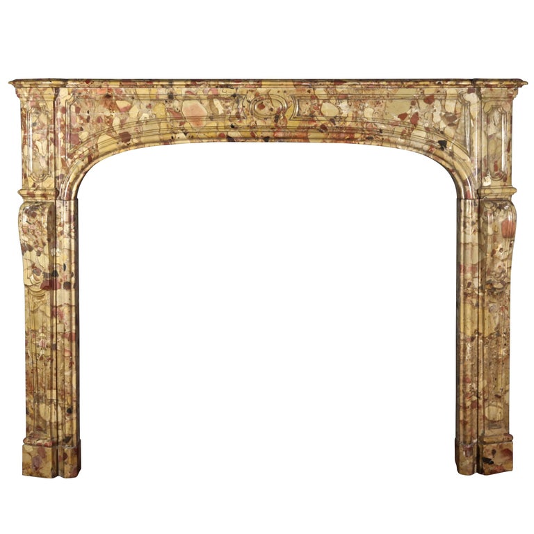 18th Century Original Antique Fireplace Mantel In Royal Marble For