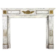 19th Century Carrara Marble Fireplace Mantel in the Style of Louis XVI 9