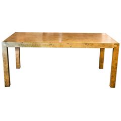 Burl Wood Parsons Table or Desk in the Style of Milo Baughman