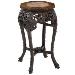 19th Century Carved Hardwood Chinese Pot Stand Table