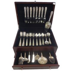 Antique Repousse by Kirk Sterling Silver Flatware Set for Eight Service 54 Pieces