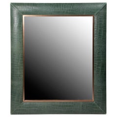 Vintage Thyme Embossed Croc Leather Framed Mirror with Bronze Detailing