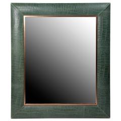 Vintage Thyme Embossed Croc Leather Framed Mirror with Bronze Detailing 11