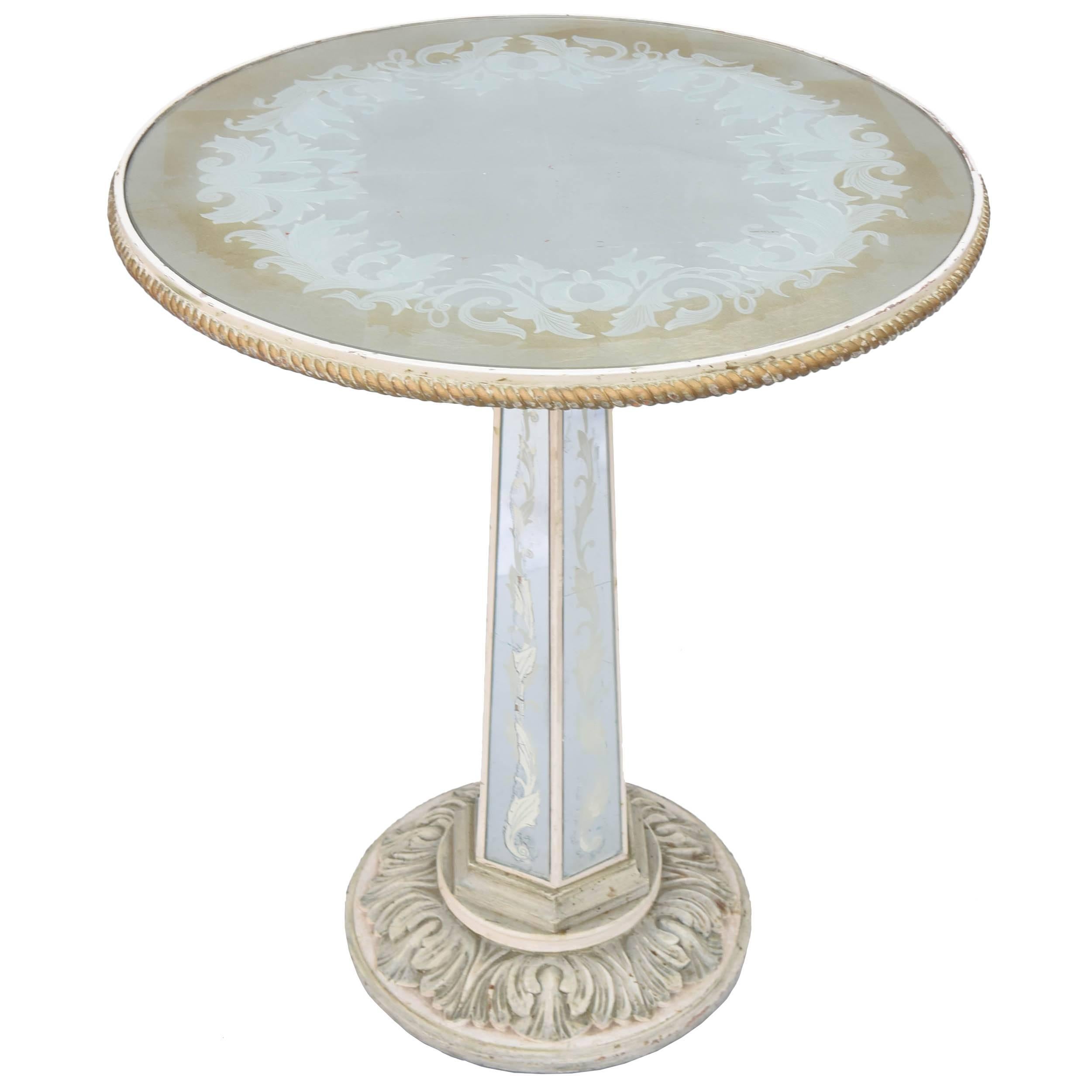 Italian Églomisé Occasional Pedestal Table