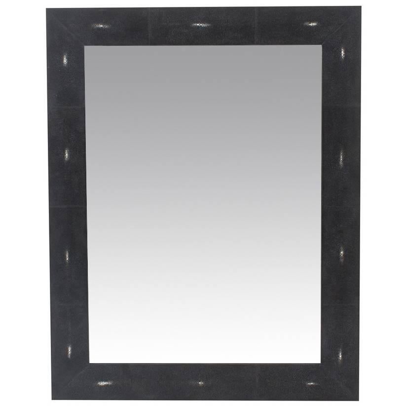 Genuine Shagreen Rectangular Black Mirror For Sale