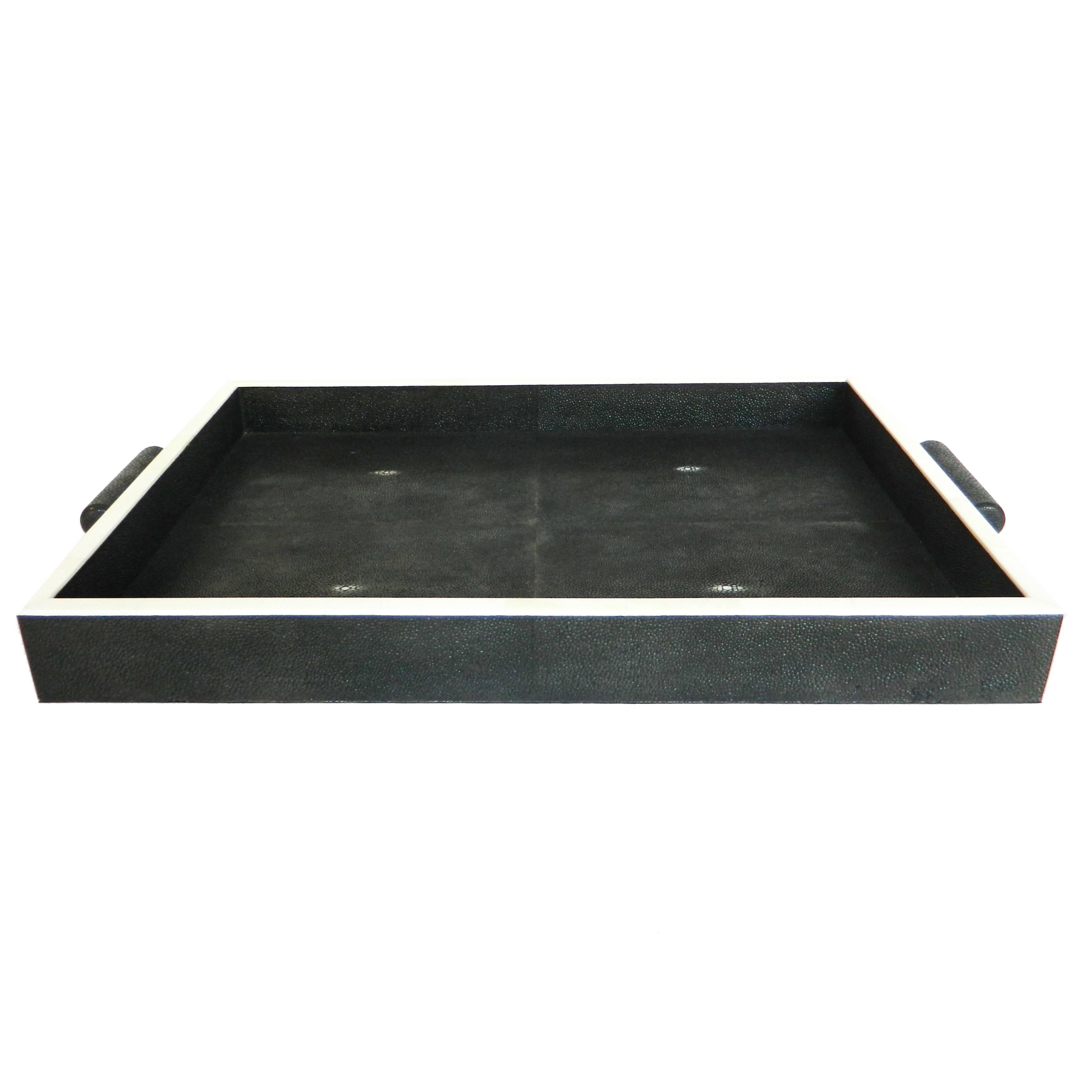 Genuine Shagreen and Bone Inlay Tray For Sale
