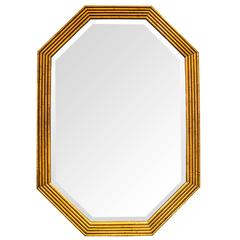 Octagonal Gilded Faux Bamboo Mirror