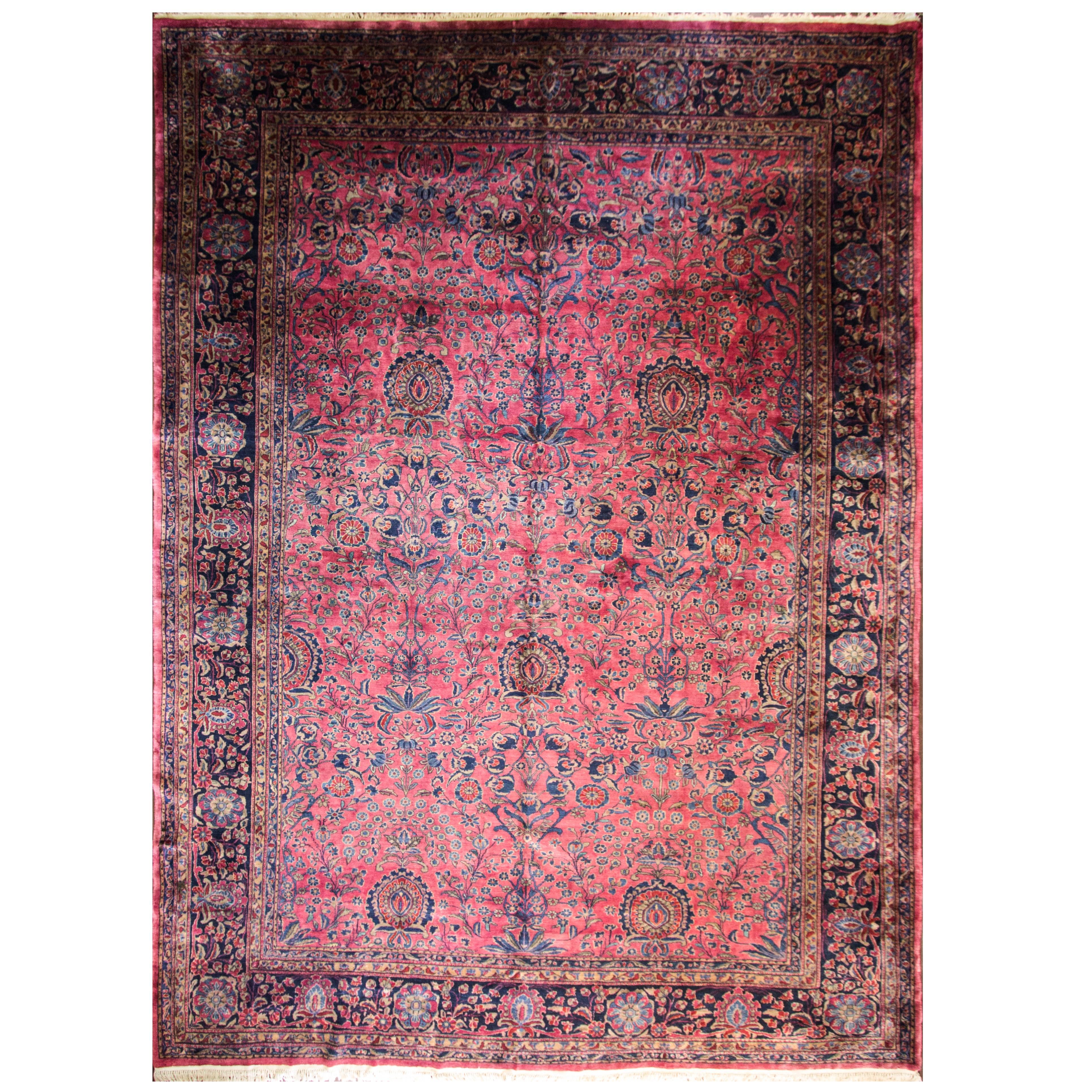  Antique Persian Mohajeran Sarouk Carpet,  11'8" x 16'3" For Sale