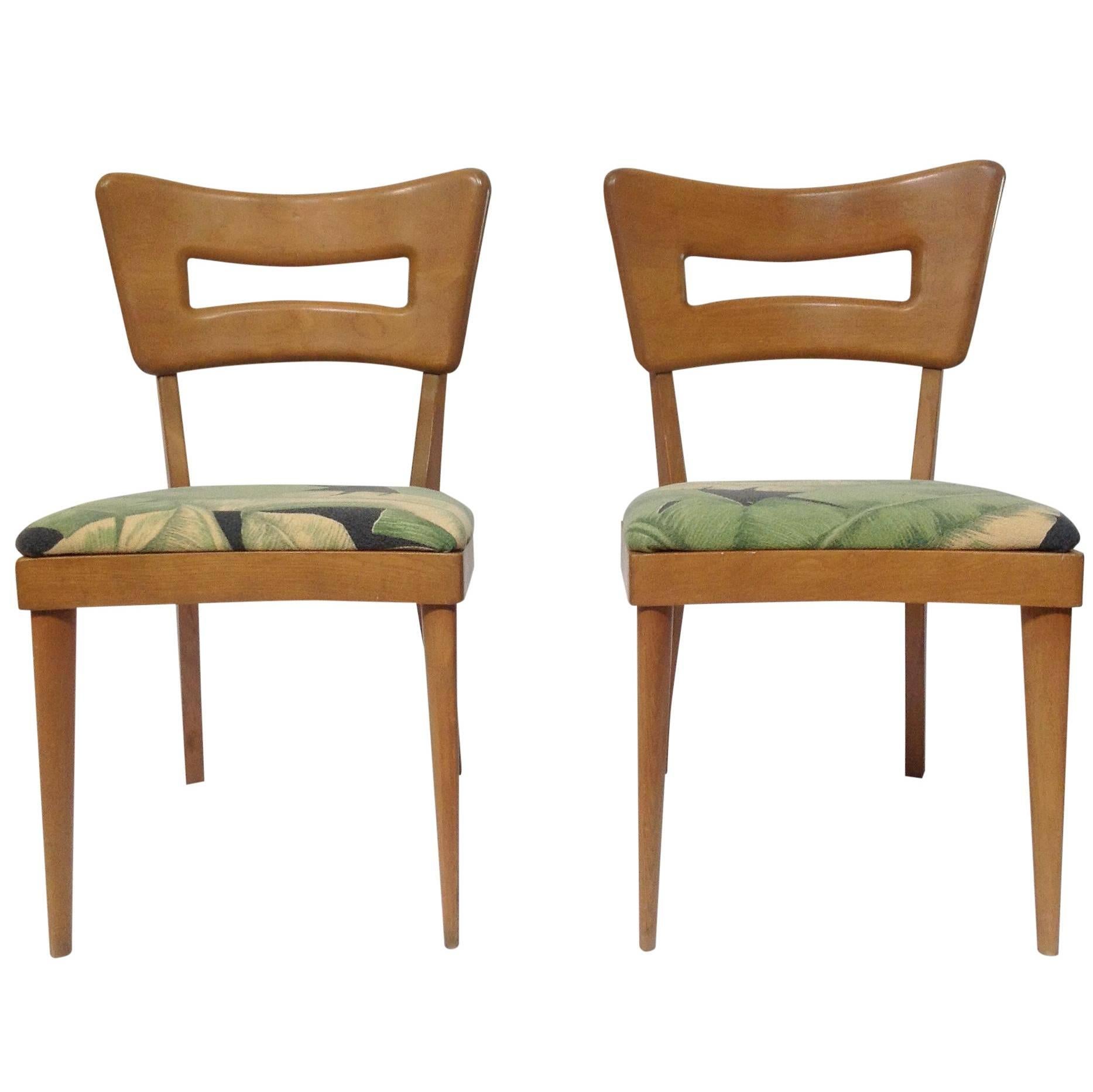 Pair of Mid Century Modern Heywood-Wakefield "Dog-Biscuit" Dining Chairs, 1950's