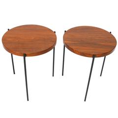 Iron and Walnut Tripod Side/Stacking Tables by Just in Modern