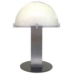Glass and Brushed Aluminium Table Lamp by Ron Rezek