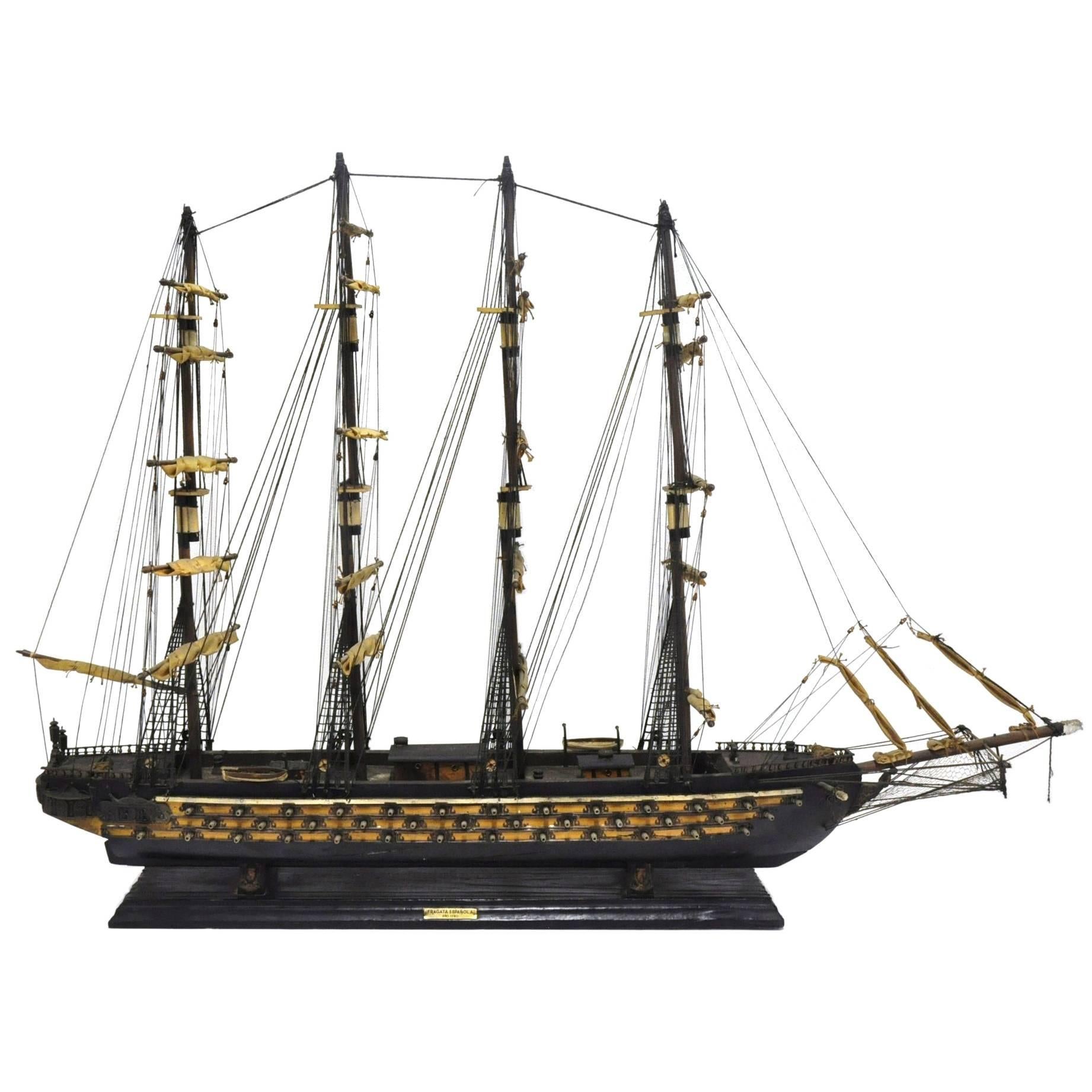 Large Antique Spanish Sail Boat Model