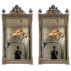 Pair of Large Ornate Mirrors with Detailed Frame 