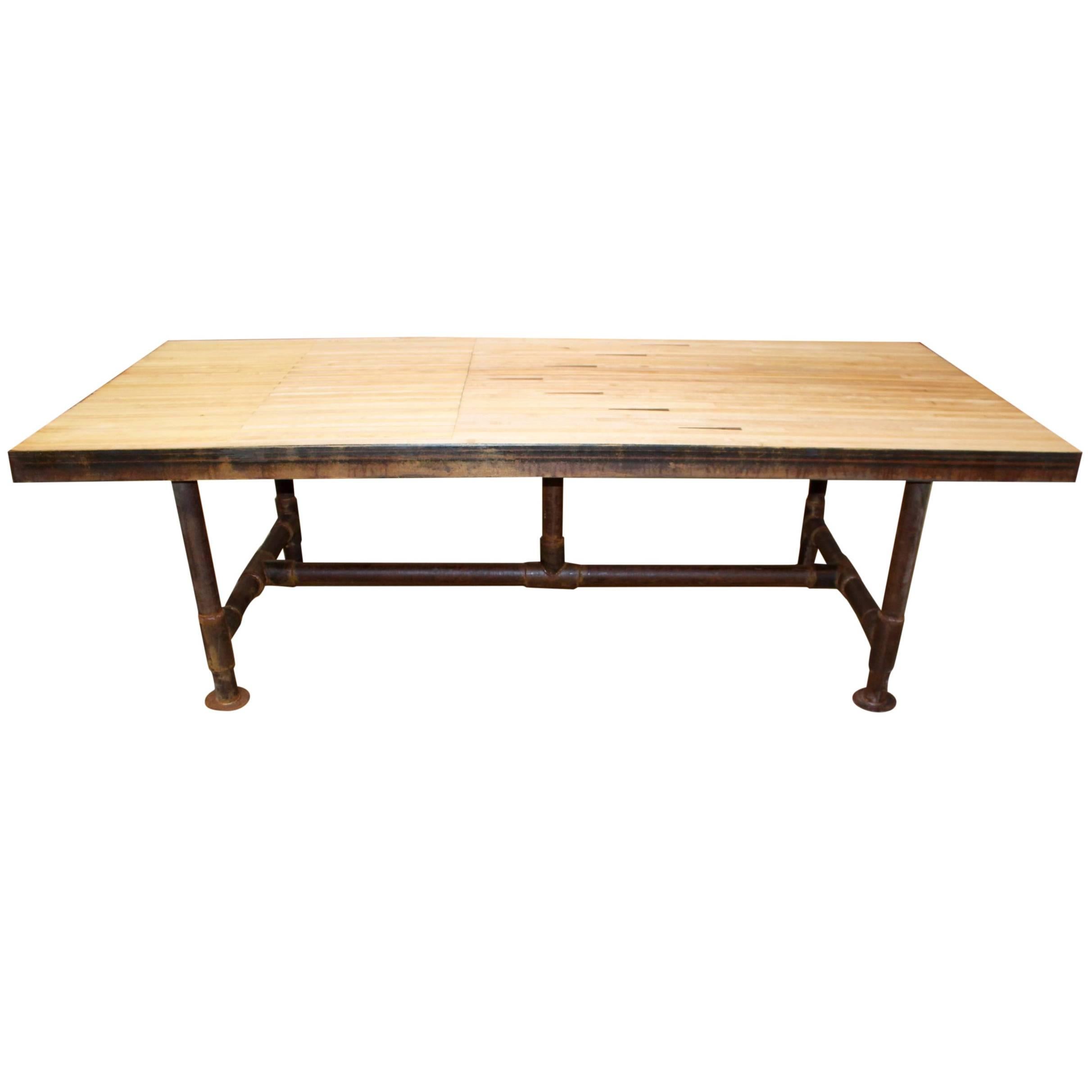 Industrial Reclaimed Bowling Alley Floor Dining Table