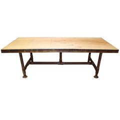 Used Industrial Reclaimed Bowling Alley Floor Dining Table