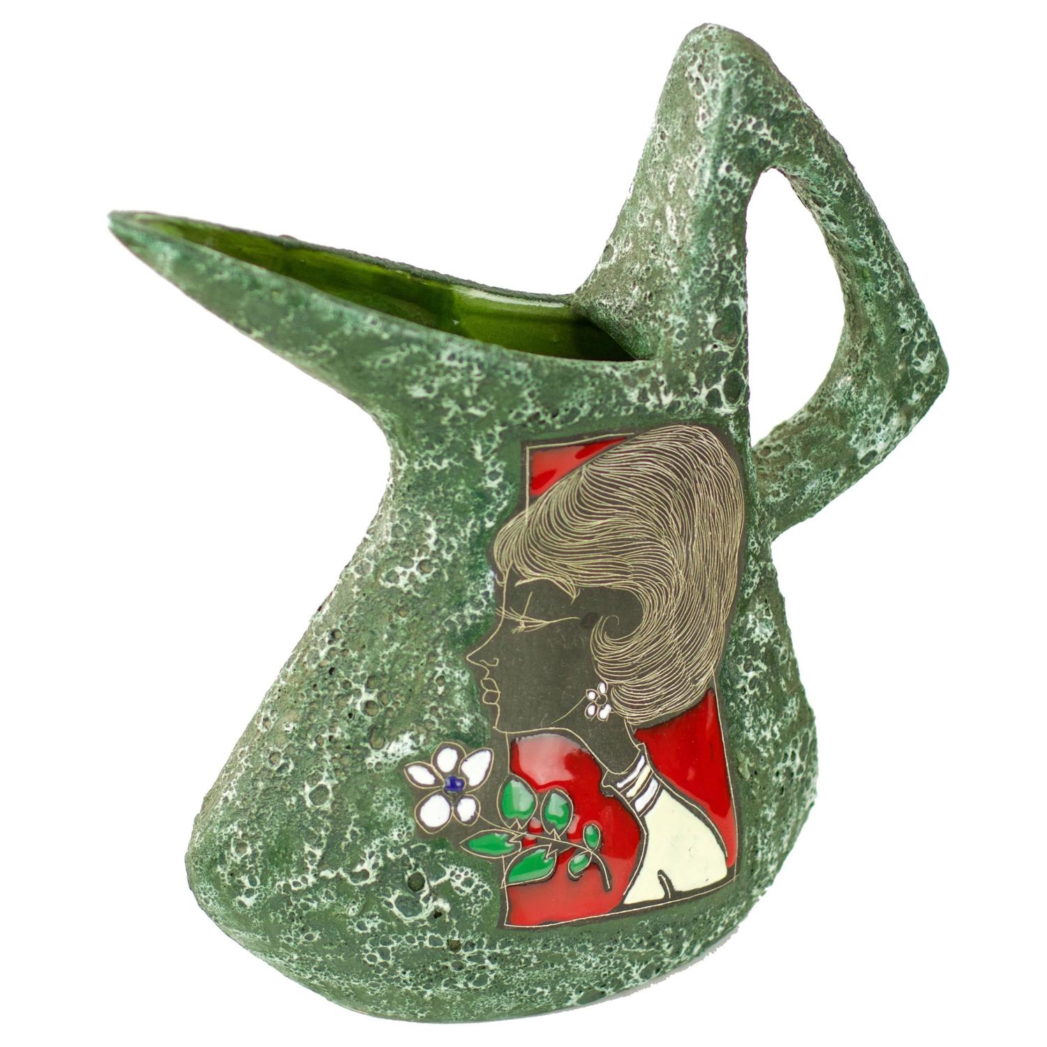 Stunning and Rare Ceramic San Marino Italian Art Pottery Watering Can