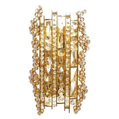 Large Gilt Brass and Crystal Sconce by Palwa