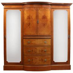 Late 19th Century Satinwood Sheraton Revival Compactum Wardrobe