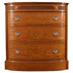 Late 19th Century Satinwood Bow Fronted Chest of Draws