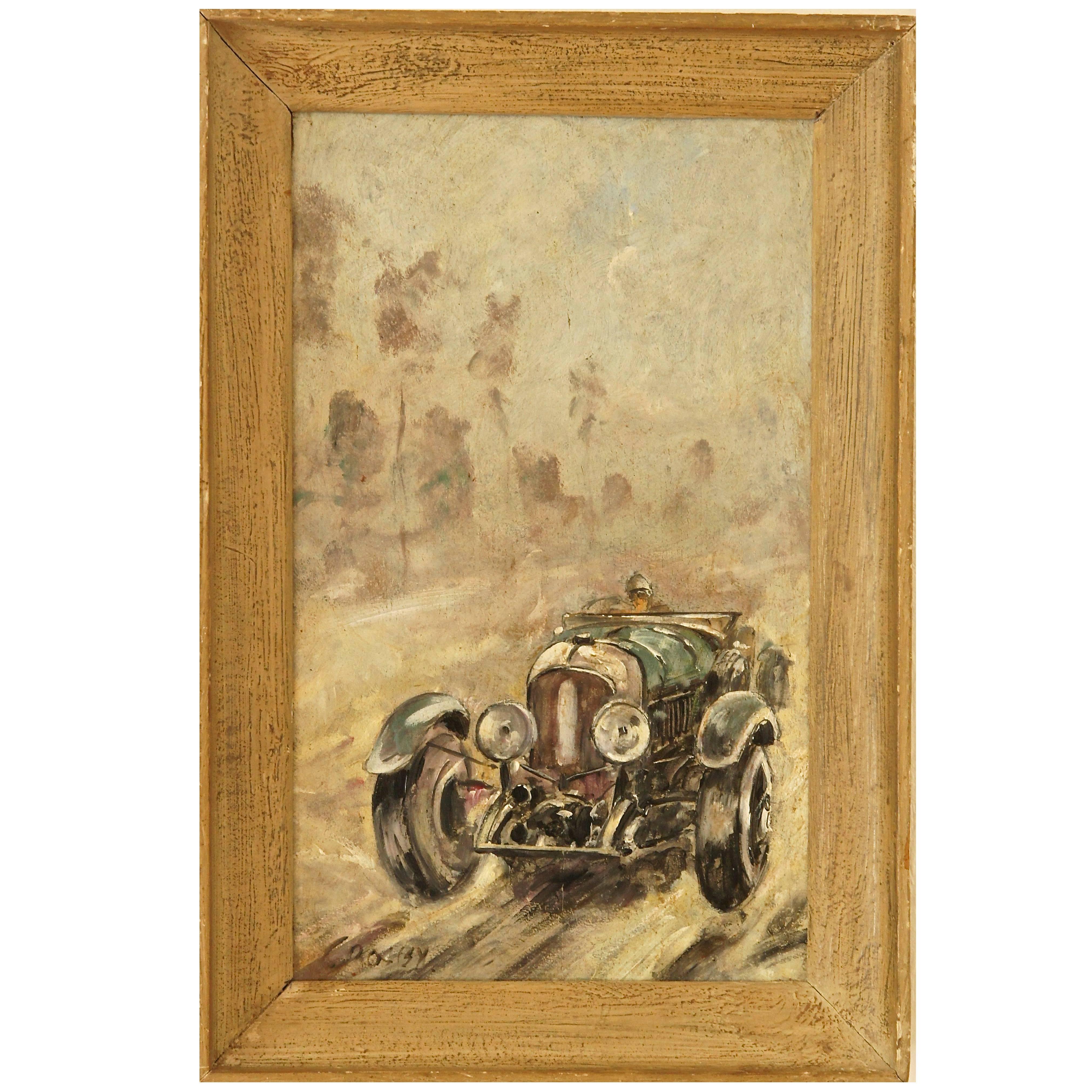 Vintage Car Racing Painting by C Rosby Classic cars France
