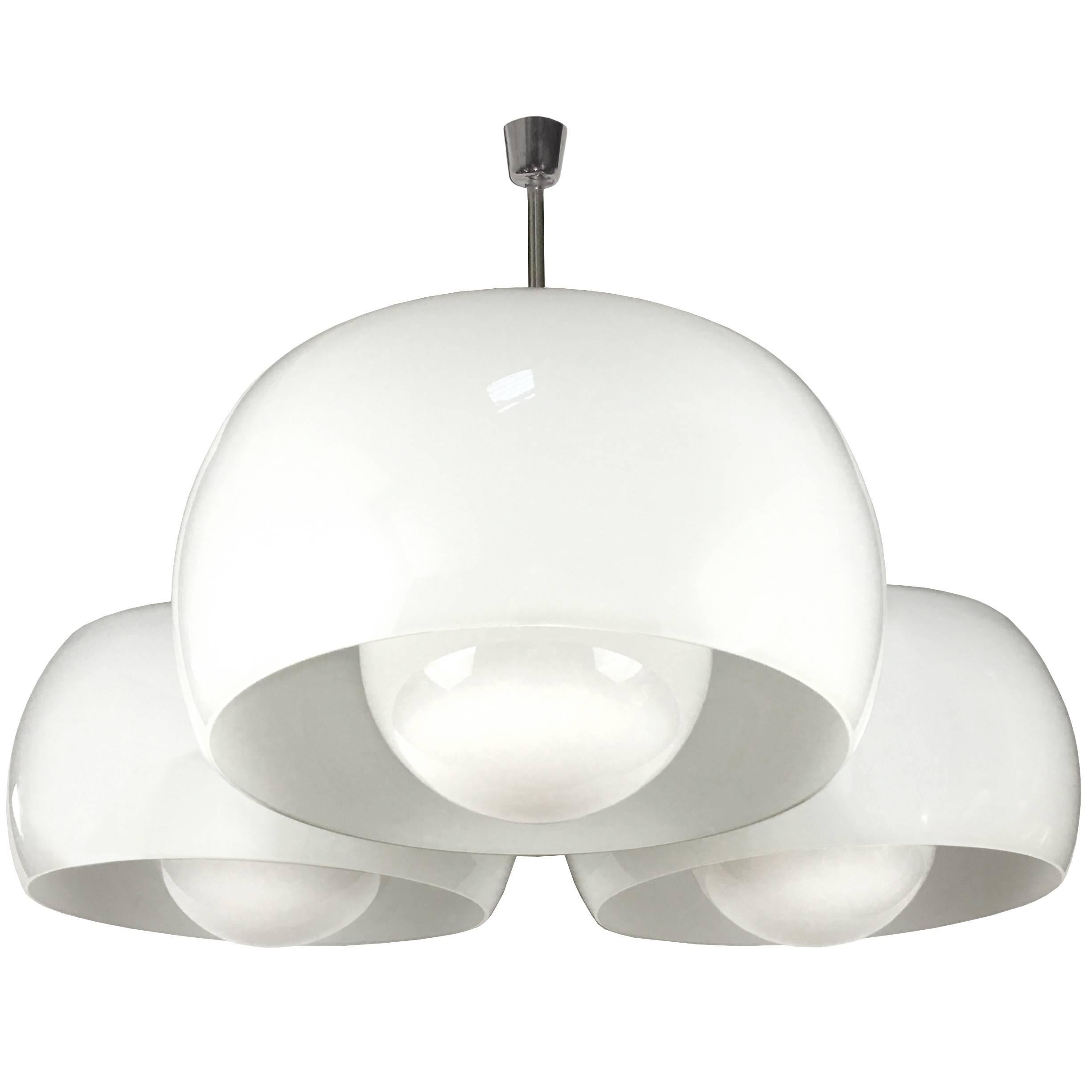 Large Triclinio White Glass Fixture by Vico Magistretti For Sale