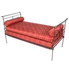 19th Century French Iron and Brass Campaign Daybed