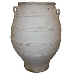Antique Large White Greek Olive Jar