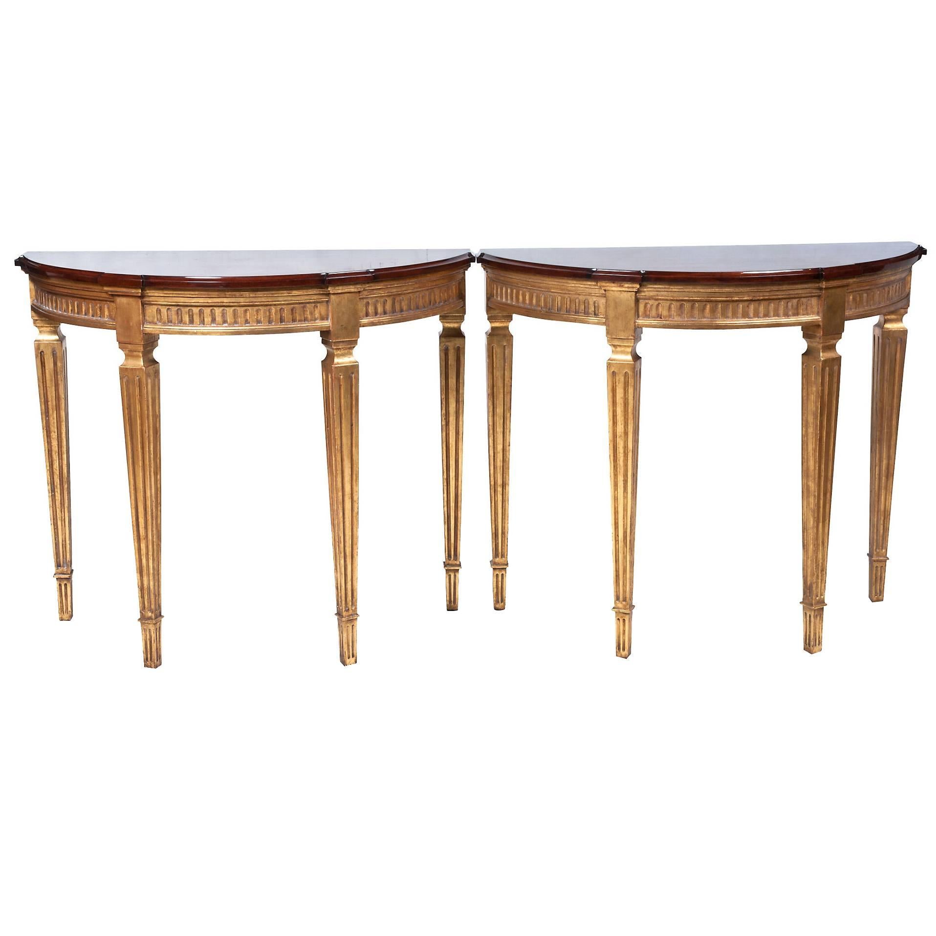 Pair of Demilune Tables For Sale